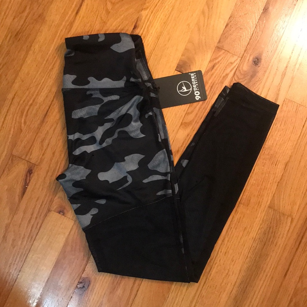 90 degrees black camo leggings with mesh back